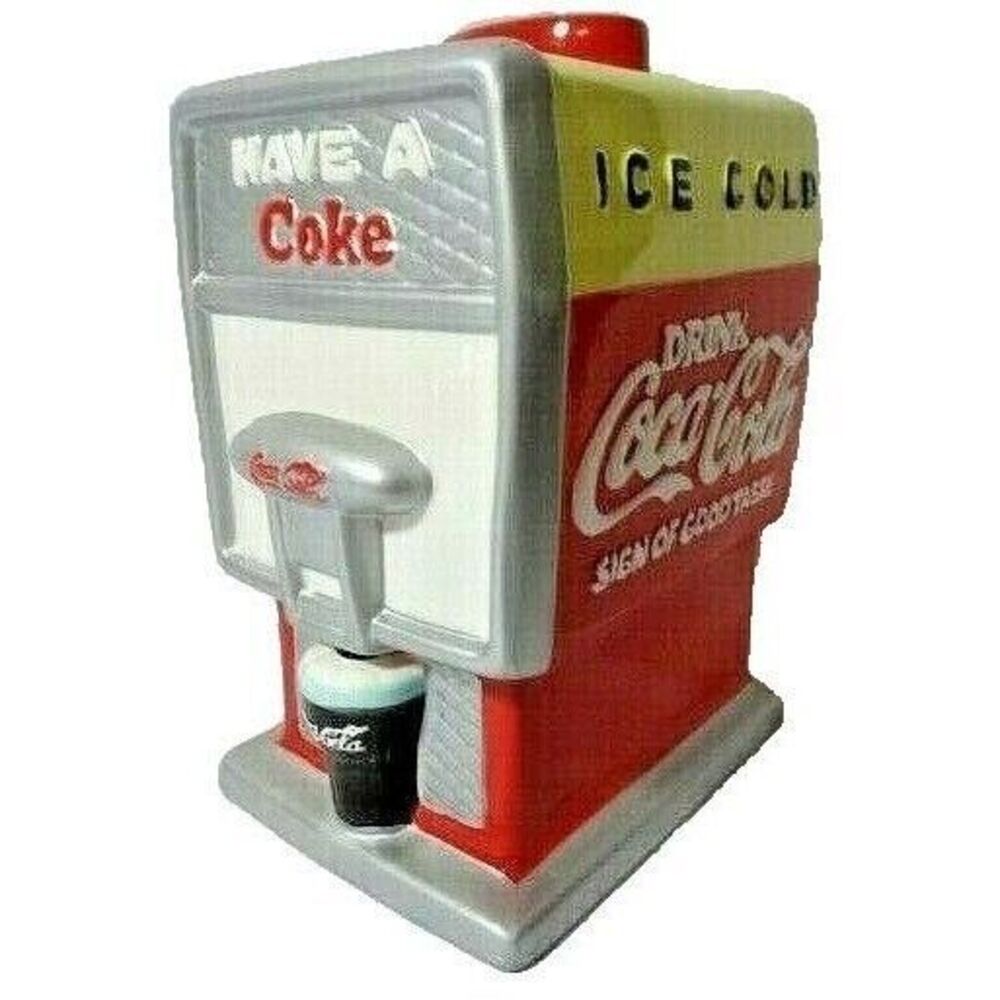 Coca Cola Retro Soda Fountain Cookie Jar Vintage Style Stoneware Canister 2002